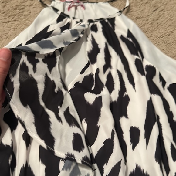NWT Parker Brand zebra and White/Ivory Ruffle Dress Size M - Picture 10 of 14